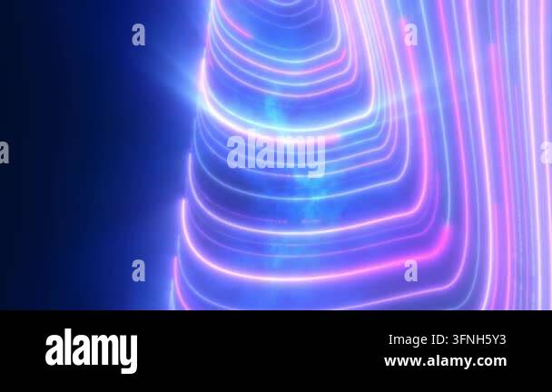 Abstract glowing neon tunnel of blue and pink waves Stock Video Footage ...