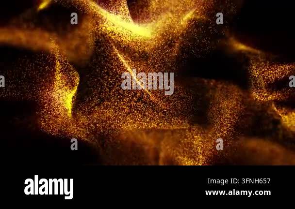 Abstract glowing golden particles flowing in dynamic wave motion Stock ...