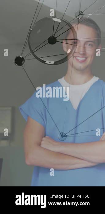 Vertical video: Male medic standing arms crossed while AR overlay ...
