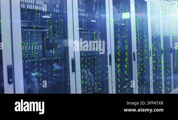 Animation of data processing over computer servers. Global business ...