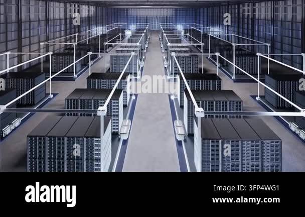 Data center interior or server room inside full with racks 4k footage ...