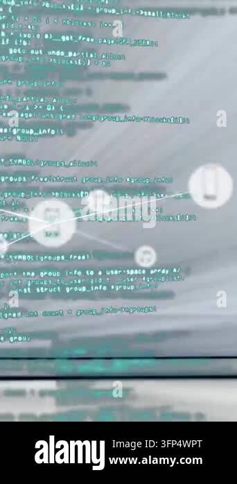 Vertical video: UI showing scrolling code making phone or music or chat ...