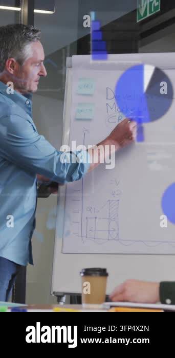Vertical video: Presenter writing headings, drawing CRM bars on ...
