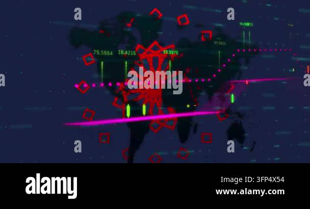 Rotating red shapes kicking magenta sweep while dark map hosting ...