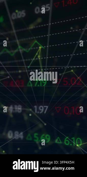 Vertical video: Data update driving chart, yellow spike rising, nodes ...