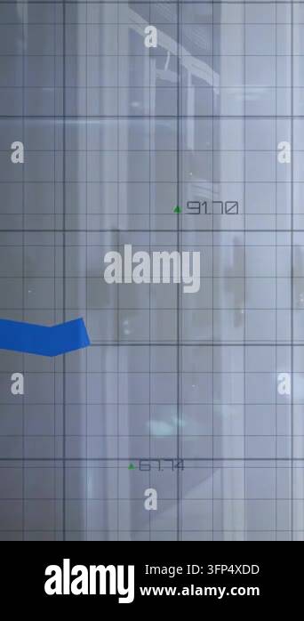 Vertical video: Data feed driving three-line chart tracing lines across ...
