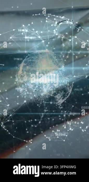 Vertical video: Holo globe emerging from faint nodes, forming ring ...