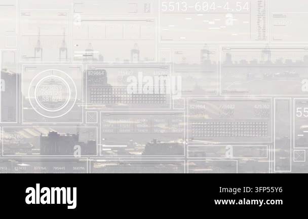 Overlay Html Over Video On data burst HUD overlay updating over skyline haze, showing shifting ...