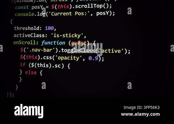Programming function source code text on software display monitor Stock ...