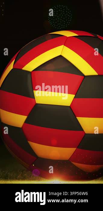 Vertical video: Player kicking soccer ball on turf launching, orange ...