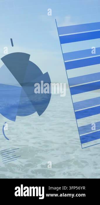 Vertical video: Blue bar panel sliding and stacking as radial chart ...