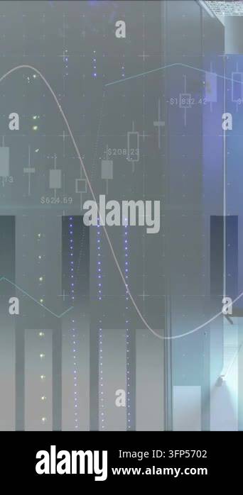 Vertical video: On data tick finance chart updating bars moving trend ...