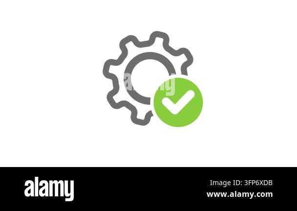 Technical gear icon with check mark Stock Video Footage - Alamy