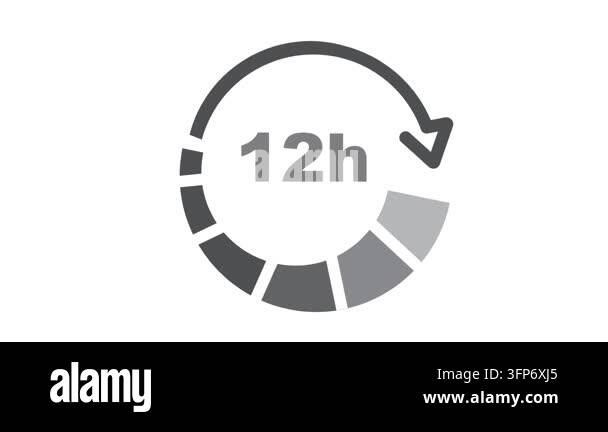Hour timer icon set. 1, 12, 24, hours timer clock, icon, vector, video ...