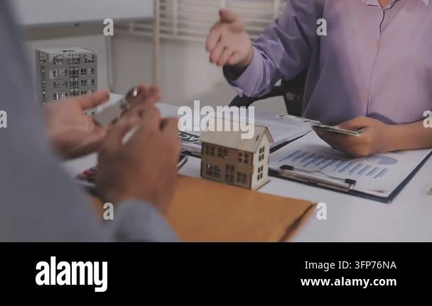Insurance Customer Vector real estate agent shaking hands after signing a contract Stock Video ...