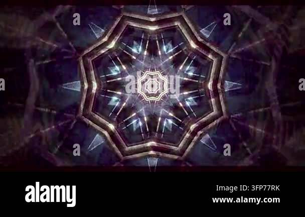 Abstract Symmetrical Light Starburst or Kaleidoscopic Tunnel Background ...