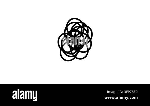 Icon Confusion animated black tangled scribble lines looping 4K white ...