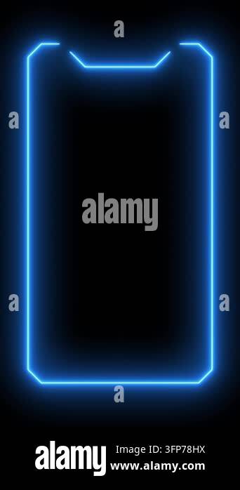 Vertical frame animated appearing blue electric glowing 4k black ...