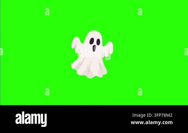 Comp Animated Background Halloween animated spooky cute ghost character floating 4k green screen ...