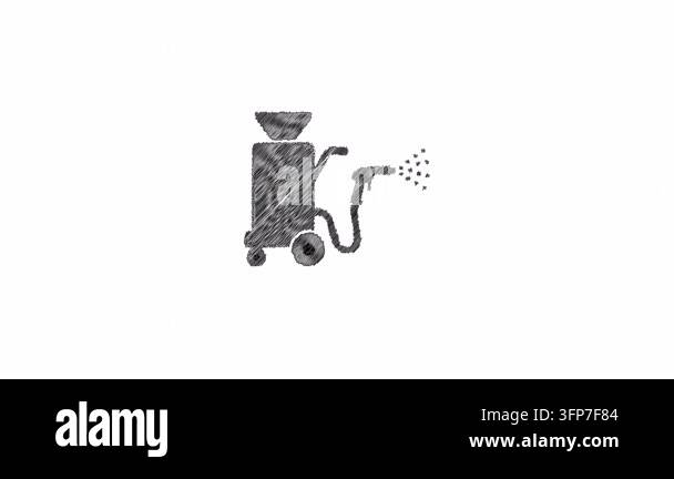 Hand drawn animation of a paint sprayer or sandblasting machine icon ...