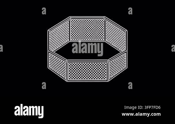 Animated polygonal structure resembling a fighting ring appearing and ...