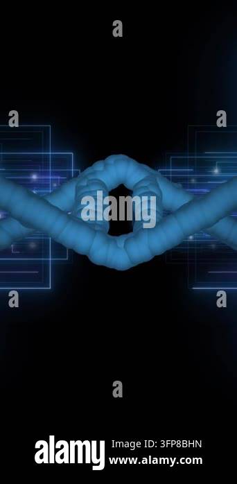 Creative Strands DNA strand and binary coding, scientific data processing animation ...