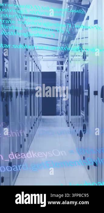 Animation of data processing over computer servers. Global connections ...