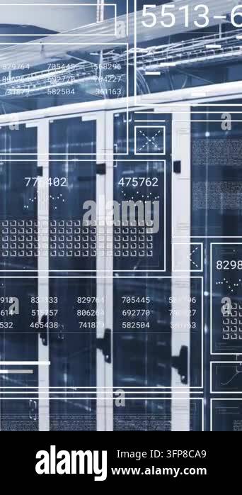 Animation of data processing over computer servers. Global business ...