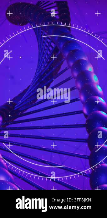 Creative Strands Animation of scope scanning over dna strand. Global science and digital ...