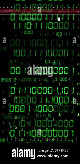 Animation of digital data processing over binary coding. Global ...