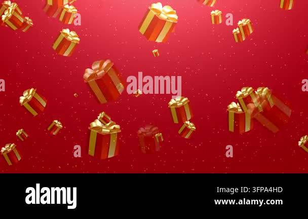 Box File Preview Colorful gift boxes floating against a red background surrounded by ...