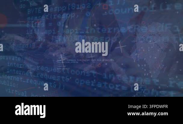 Animation of computer data processing over diverse business people ...