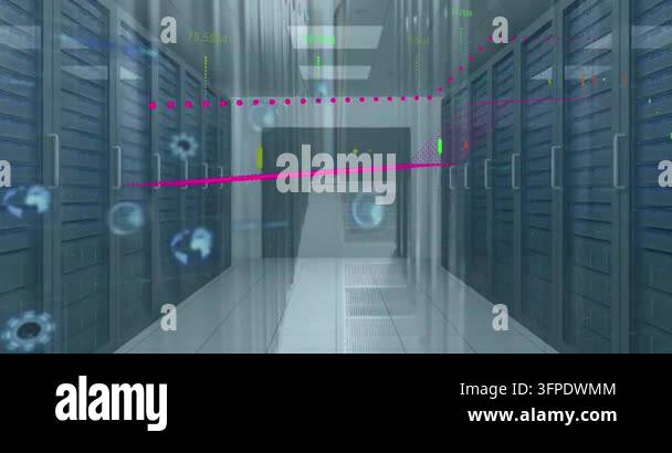 Animation of financial data processing and round scanners against ...