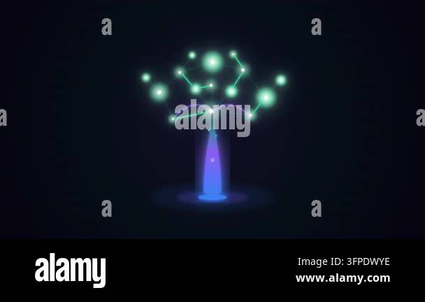 Glowing digital data network tree loop video animation background Stock ...