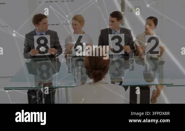 Animation of network of connections with data processing over business ...