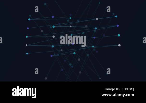 Visual representation of a technological network with blue dots linked ...