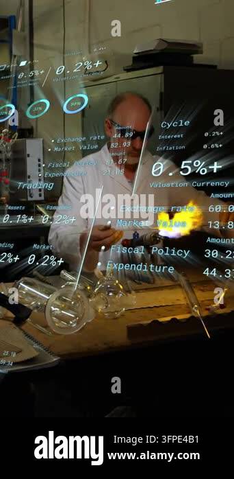 Vertical video: Lab tech igniting torch shaping glass for repair with ...