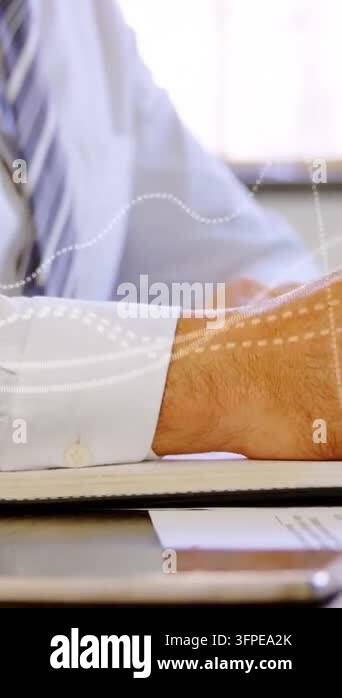 Vertical video: Man writing after dotted lines sweeping over phone and ...