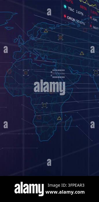 Network Mapping Visualization Global data visualization and analytics animation over world map and ...