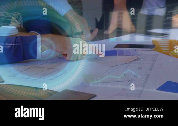 Team pointing and tapping swatches on plans, activating HUD overlays ...