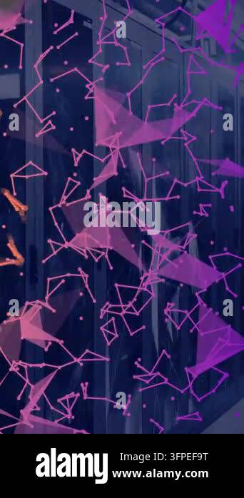 Vertical video: Data stream driving purple node mesh growing over ...