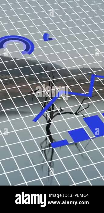 Vertical video: Grid appearing triggers charts sweeping and growing ...