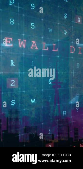 Haching Code Cybercrime and malware detected text animation over cityscape with ...