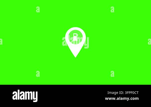 Gas Station Location Pin Icon Animation on Green Screen, Fuel Station ...