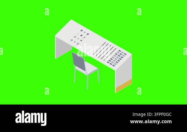 Video Production Control Panel 3D Isometric Audio Control Console and Mixing Desk on Green Screen ...