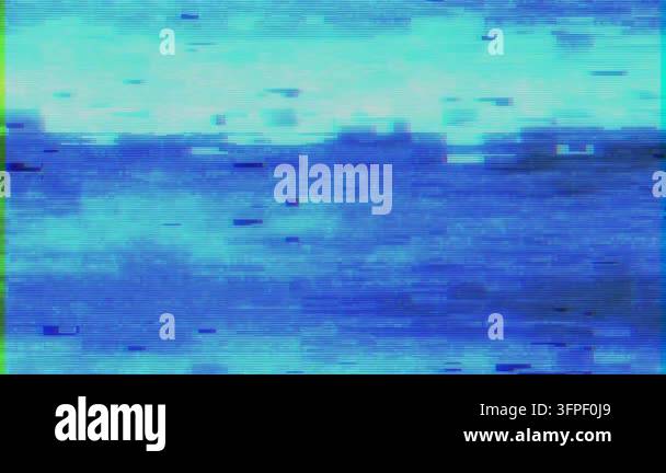 Abstract digital glitch effect with static noise, scanlines, and blue ...