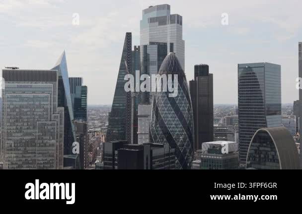 Vector Resolution Definition Panoramic view of London City financial district on a bright, clear day ...