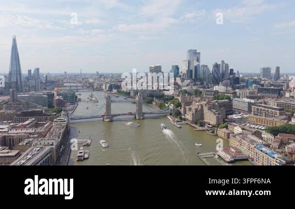 Vector Resolution Definition Aerial capture of London city features River Thames and Tower Bridge ...
