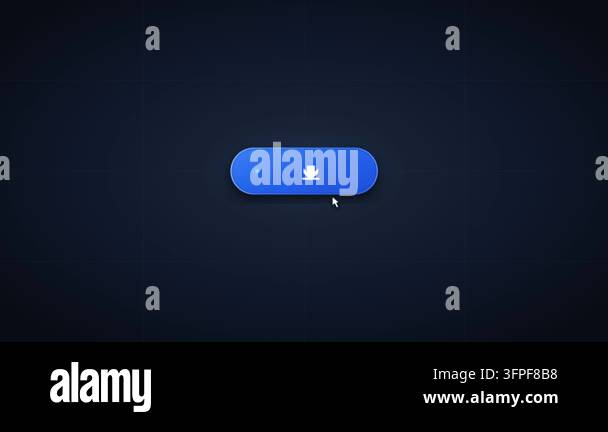 Interactive computer mouse cursor clicking a blue graphical button with ...