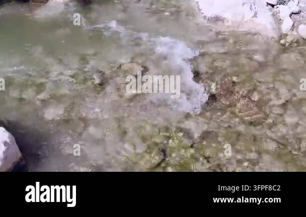 Image For Rocks Flowing Water in Harmankaya Canyon.Close-up of crystal clear water ...